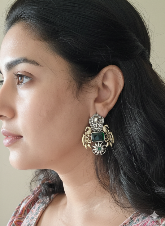 MAYURI DUALTONE BEASS EARRINGS FOR WOMEN