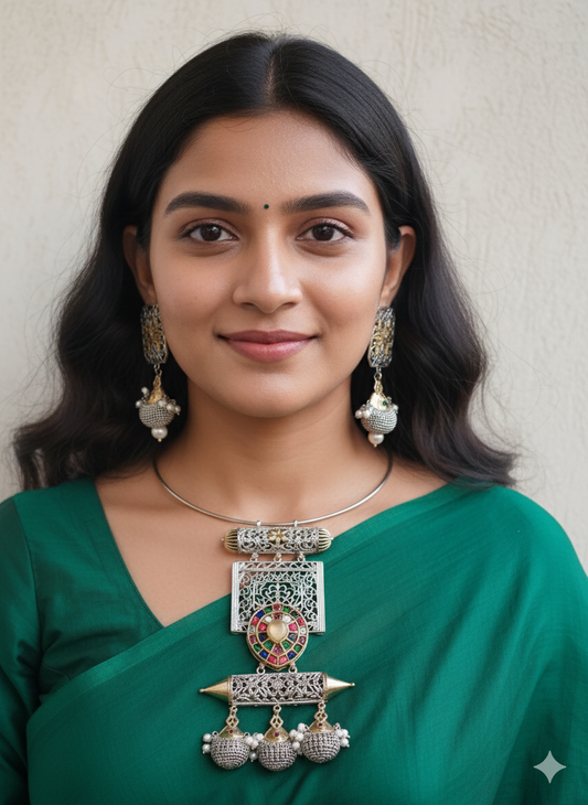 DIVYA DUALTONE HASLI PENDENT SET FOR WOMEN