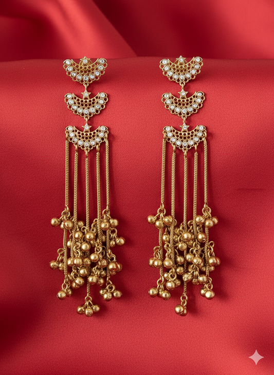 ROSHNI GOLD PLATED KUNDAN KASHMIRI EARRINGS FOR WOMEN