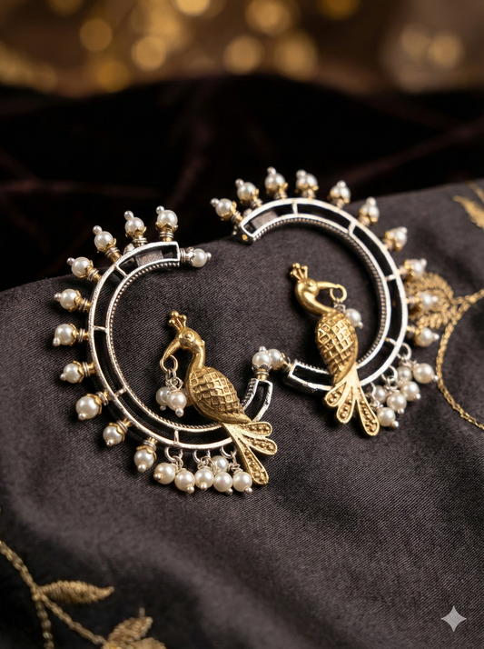 GOLDEN BIRD PEARLS EARRINGS FOR WOMEN