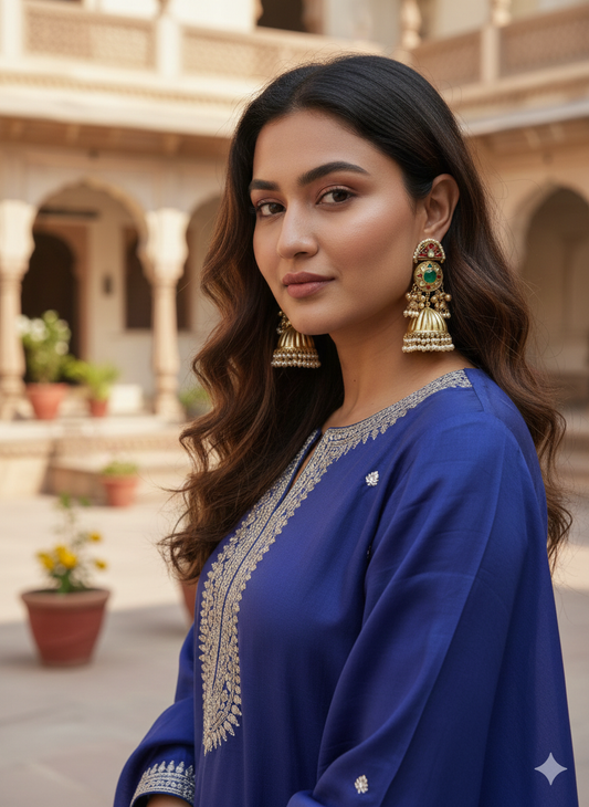 KASHI GOLD PLATED PREMIUM QUALITY GREEN EARRINGS