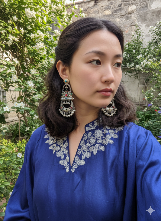 ADITI LONG DUALTONE EARRINGS FOR WOMEN
