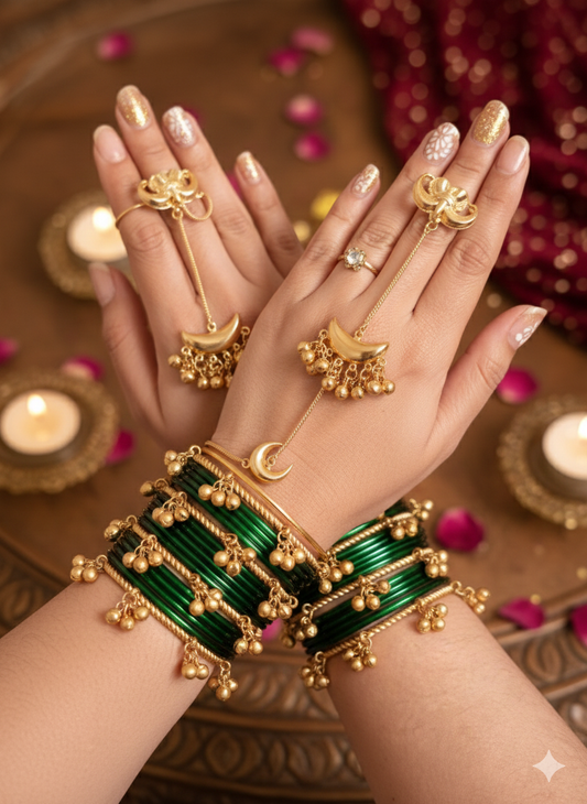 DILRUBA GHOONGROO KASHMIRI BANGLES AND HATHPHOOL SET