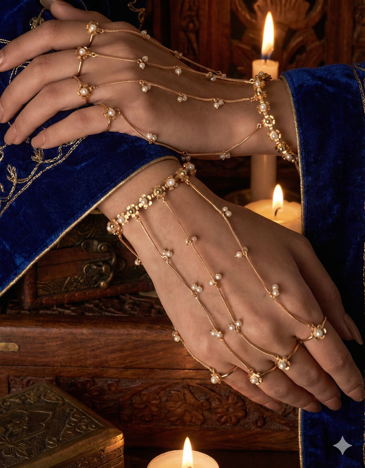 JASMINE GOLDPLATED BRASS HATHPHOOL PAIR FOR WOMEN