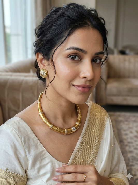 SAHIBA GOLD PLATED BRASS HASLI WITH EARRINGS FOR WOMEN