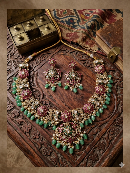 PAVITRA HERITAGE GOLD PLATED PREMIUM NECKLACE SET FOR WOMEN