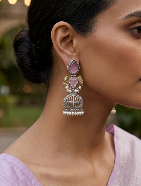 ASH DUALTONE PINK BRASS EARRINGS FOR WOMEN