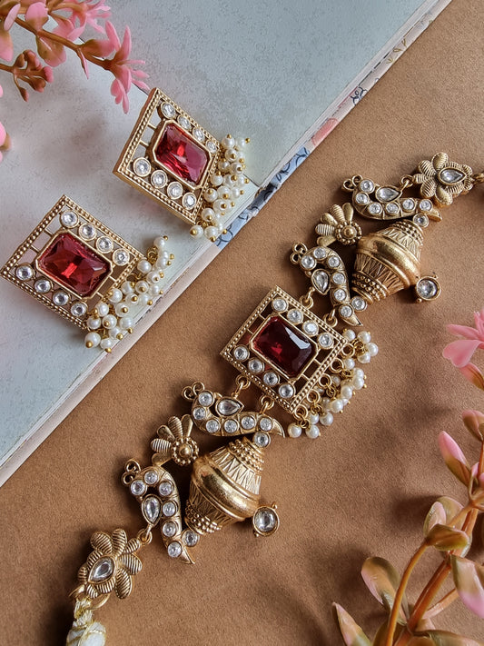 CHARULATA GOLD PLATED KUNDAN CHOKER SET FOR WOMEN