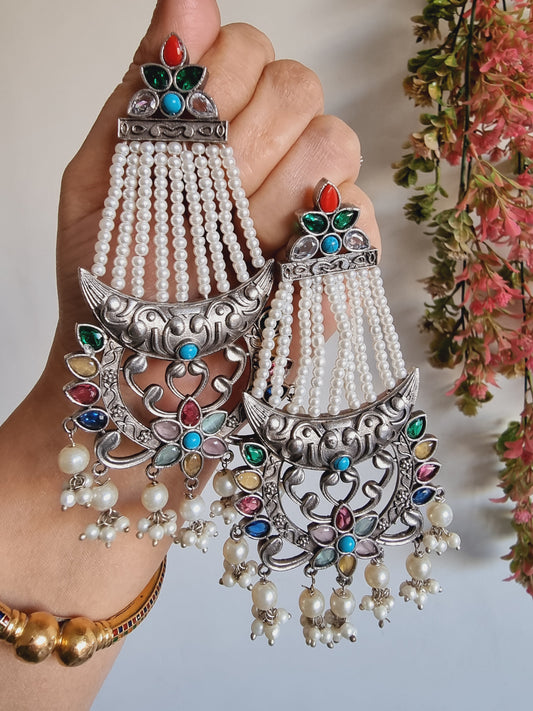 VARSHA RAINFALL PEARLS BRASS EARRINGS FOR WOMEN