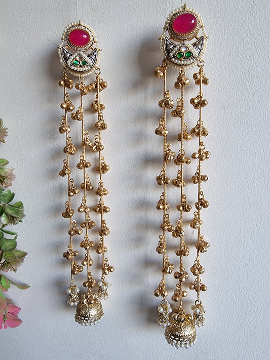 SHASHA LONG KASHMIRI GHOONGROO EARRINGS FOR WOMEN