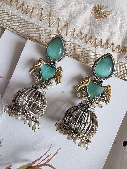 ASH DUALTONE MINT BRASS EARRINGS FOR WOMEN