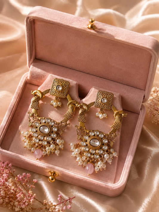 AAVYA GOLD PLATED KUNDAN EARRINGS FOR WOMEN