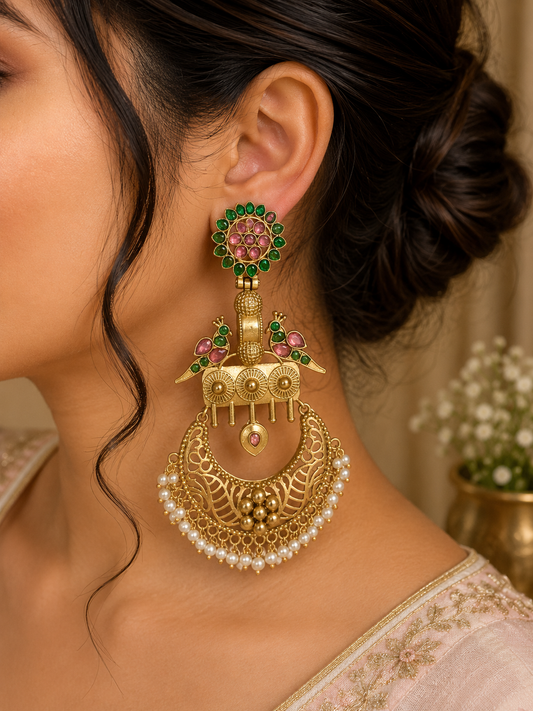MAHI GOLD PLATED LONG EARRINGS FOR WOMEN
