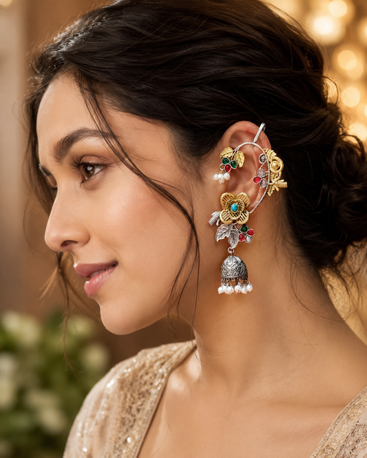 PHOOL E BAHAAR DUALTONE BRASS EARCUFF FOR WOMEN