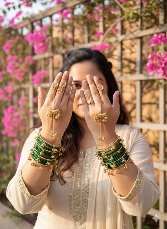 DILRUBA GHOONGROO KASHMIRI BANGLES AND HATHPHOOL SET