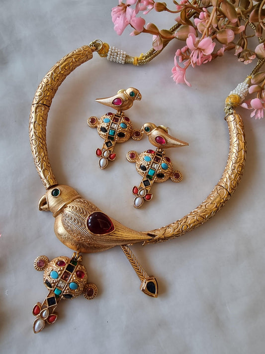 TOTAPARI GOLD PLATED NECKLACE SET WITH EARRINGS