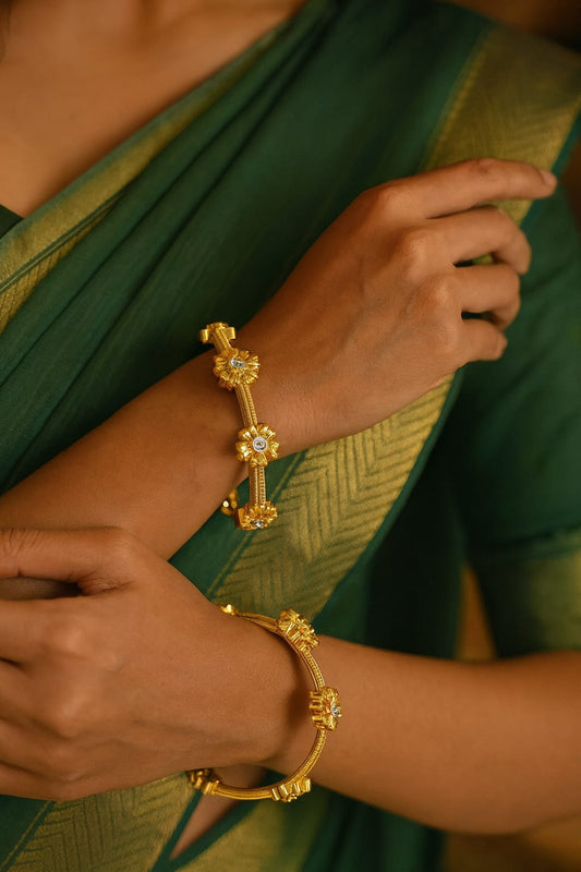 SAHAR GOLD PLATED ADJUSTABLE BANGLES PAIR