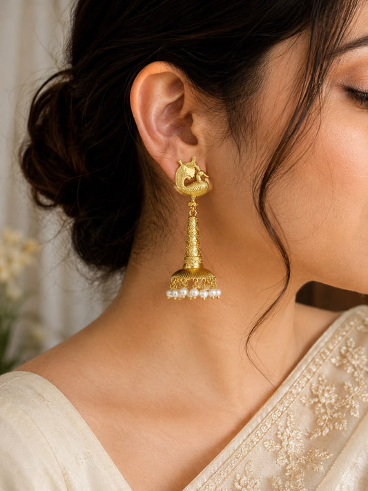 KAHKASH GOLD PLATED BRASS EARRINGS