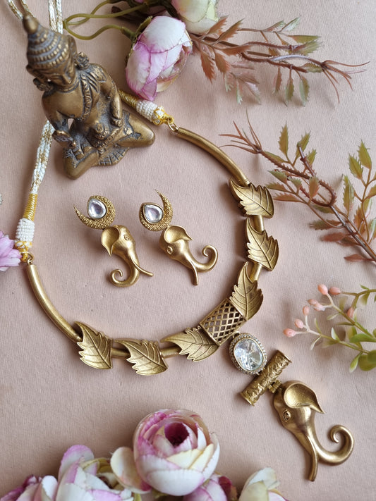 Kala Kundan Gold Plated Rajwadi Necklace For Women