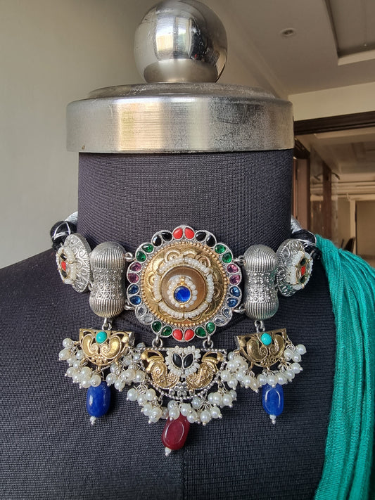 AMARA FUSION DUALTONE CHOKER SET FOR WOMEN