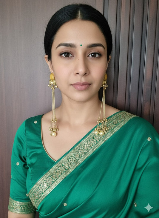 AMBI LONG KASHMIRI GHOONGROO EARRINGS FOR WOMEN