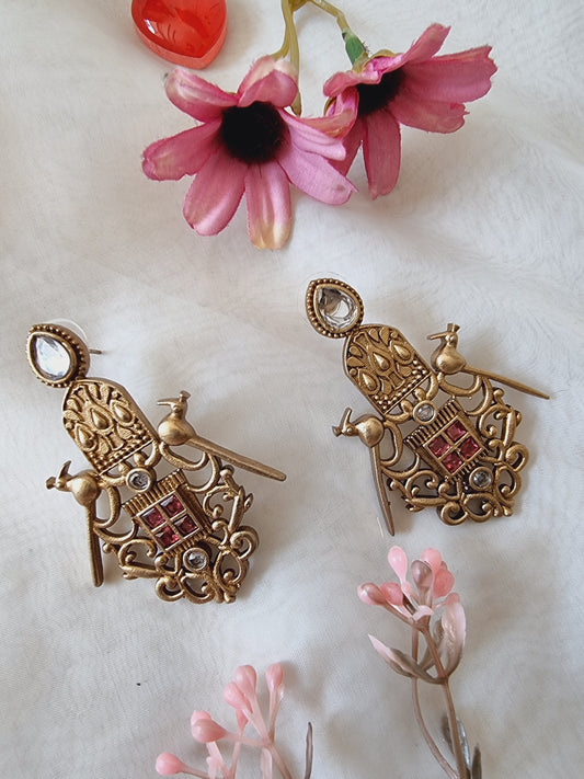 Red & White Birdy Earring For Women
