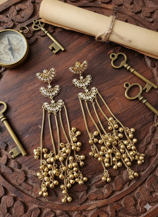 ROSHNI GOLD PLATED KUNDAN KASHMIRI EARRINGS FOR WOMEN