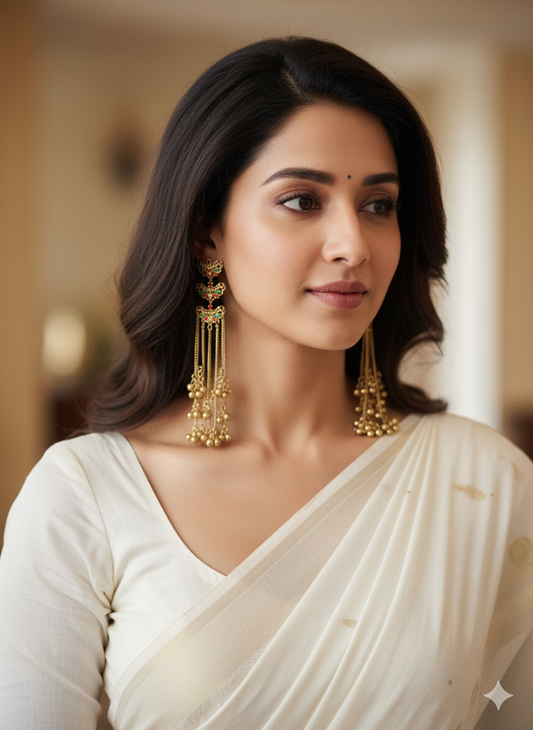 ROSHNI GOLD PLATED MULTI  KASHMIRI EARRINGS FOR WOMEN