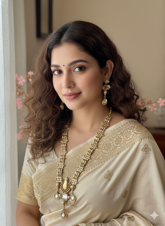 DEVI GOLD PLATED BRASS NECKLACE WITH EARRINGS