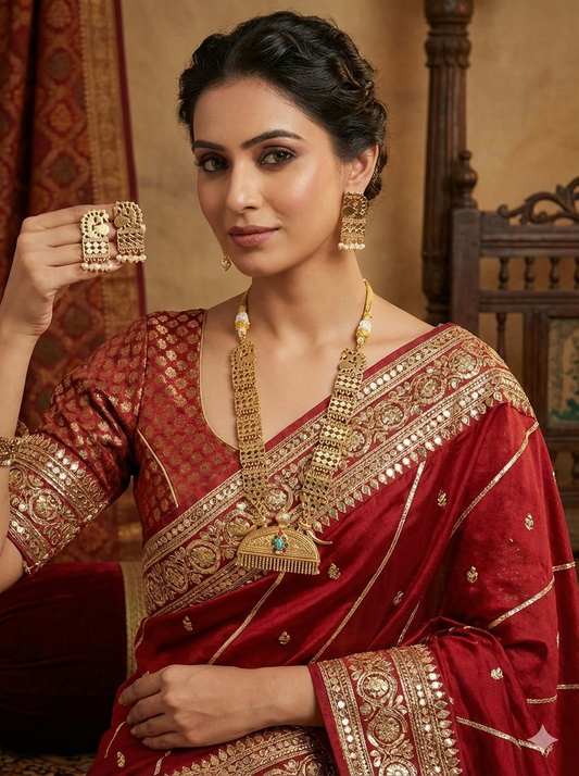 ARSHIA GOLD PLATED LONG NECKLACE WITH EARRINGS FOR WOMEN