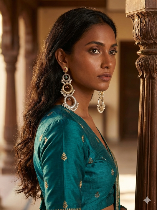 MOON LONG DUALTONE EARRINGS FOR WOMEN