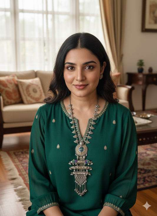 NAVELI FUSION  LONG STATEMENT NECKLACE WITH EARRINGS