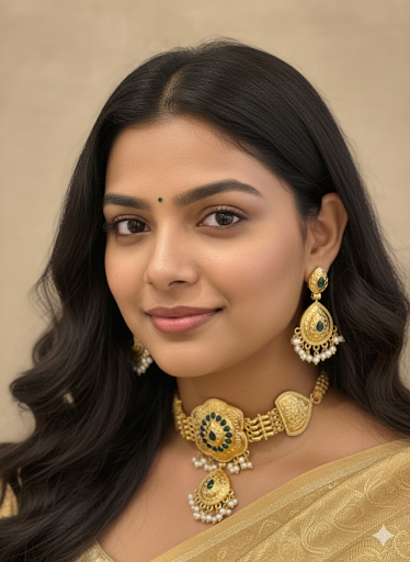 DEVDETI GOLD PLATED GREEN CHOKER SET FOR WOMEN