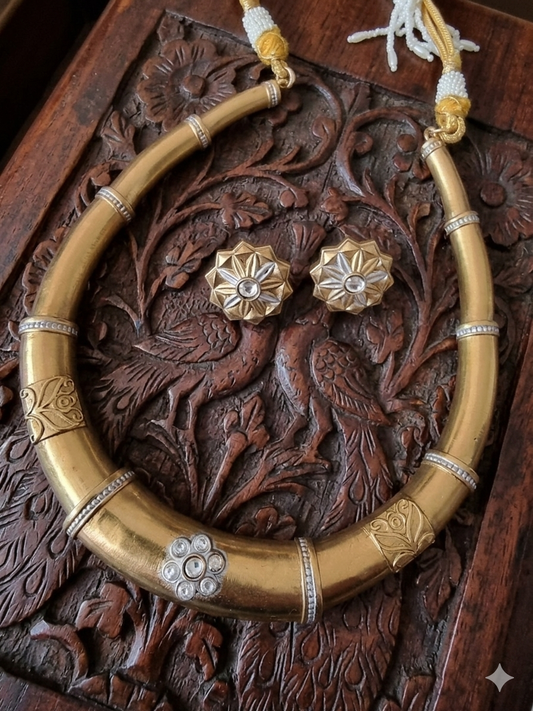 SAHIBA GOLD PLATED BRASS  HASLI WITH EARRINGS FOR WOMEN
