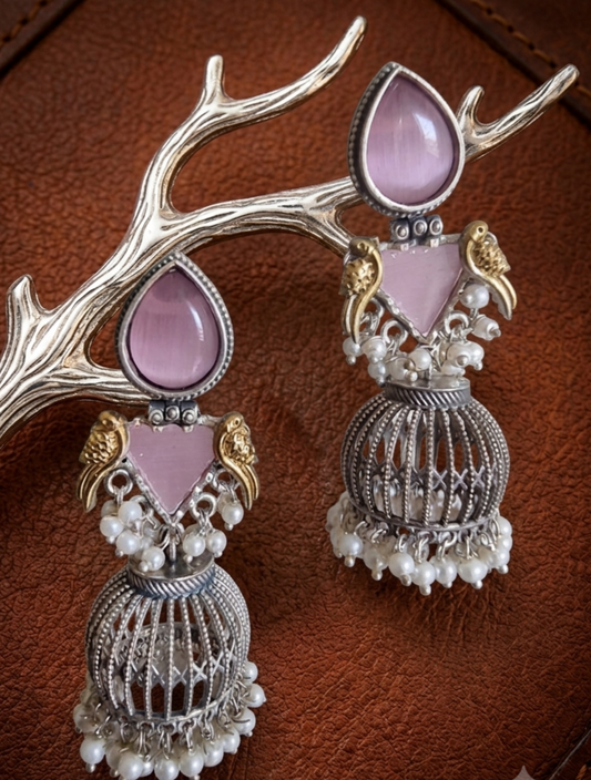 ASH DUALTONE PINK BRASS  EARRINGS FOR WOMEN