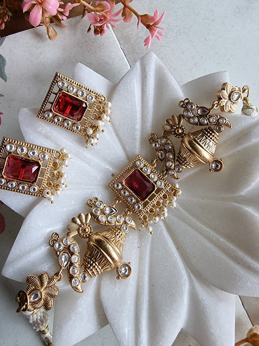 CHARULATA GOLD PLATED KUNDAN CHOKER SET FOR WOMEN