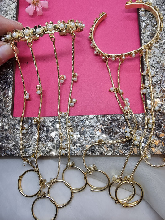 JASMINE GOLDPLATED BRASS HATHPHOOL PAIR FOR WOMEN
