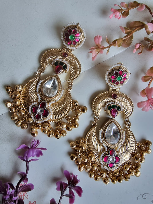 MAHARANI KUNDAN GOLD PLATED EARRINGS FOR WOMEN