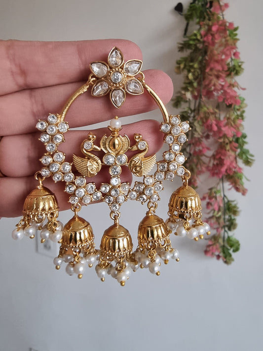 PIYA GOLD PLATED KUNDAN CHANDBALI EARRINGS FOR WOMEN