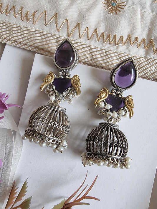 ASH DUALTONE PURPLE BRASS  EARRINGS FOR WOMEN