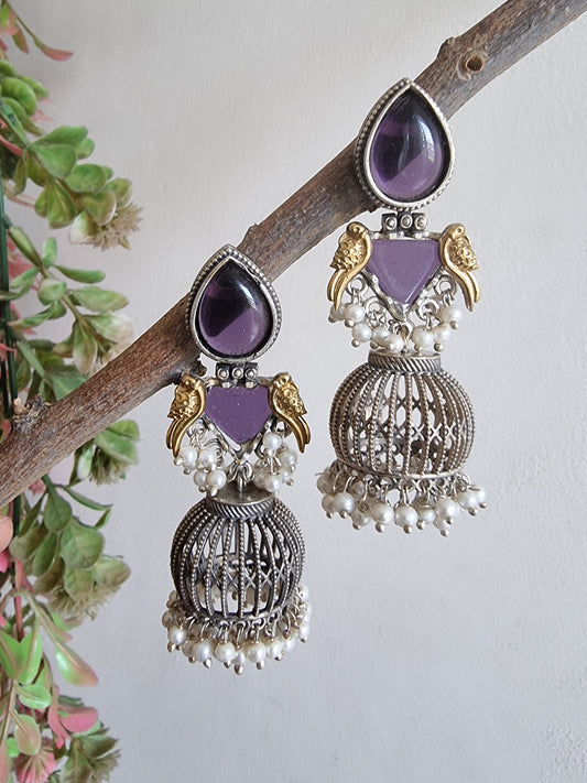 ASH DUALTONE PURPLE BRASS  EARRINGS FOR WOMEN