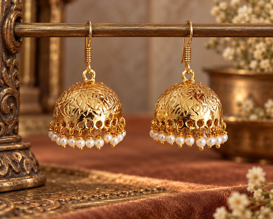 ALBELI GOLD PLATED SMALL BRASS JHUMKI