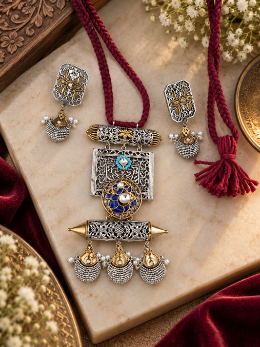 DIVYA DUALTONE HASLI PENDENT SET FOR WOMEN