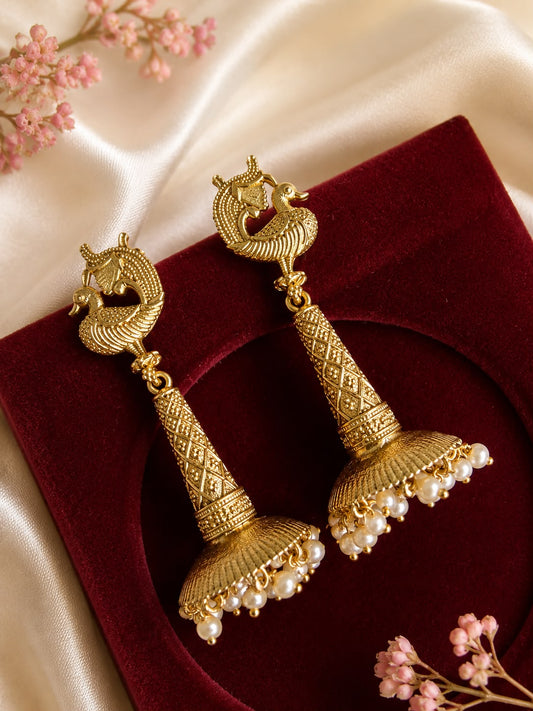 KAHKASH GOLD PLATED BRASS EARRINGS