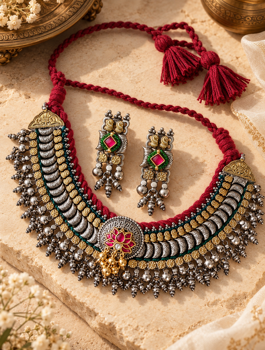 RATRI FUSION HANDMADE NACKLACE WITH EARRINGS