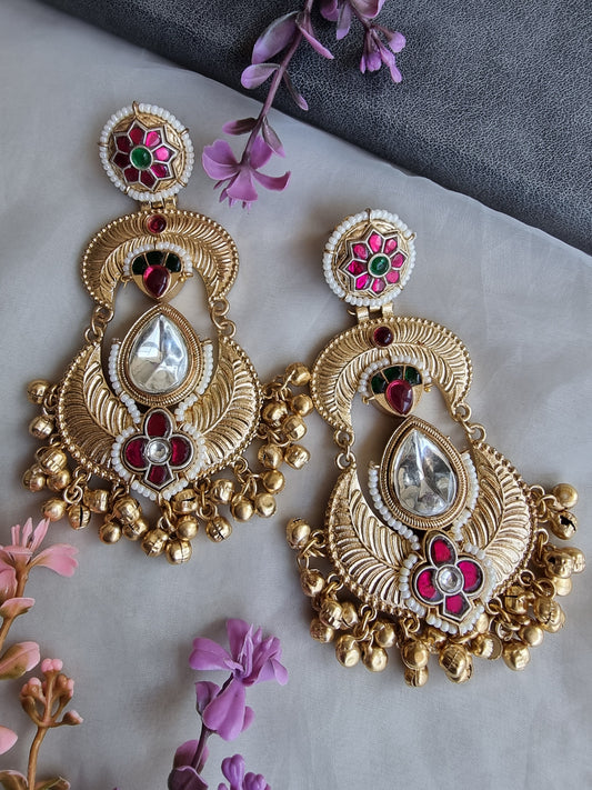 MAHARANI KUNDAN GOLD PLATED EARRINGS FOR WOMEN