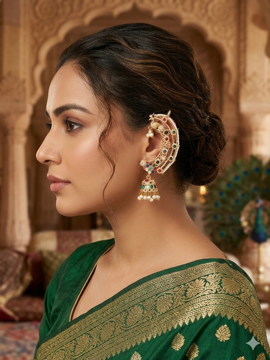 GITANJALI GOLD PLATED KUNDAN EARCUFF FOR WOMEN