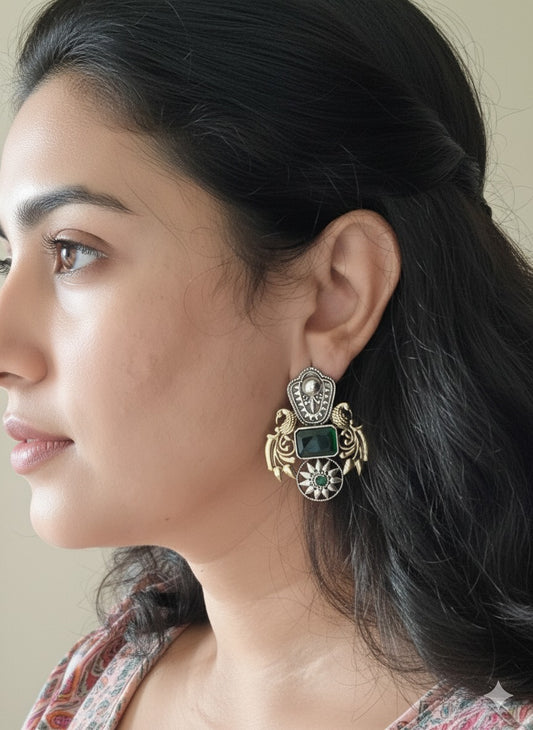 MAYURI DUALTONE BRASS EARRINGS FOR WOMEN