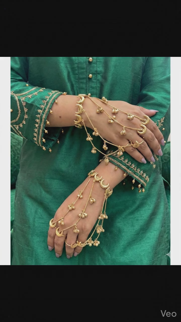 CHANDRIKA GOLD PLATED HATHPHOOL PAIR FOR WOMEN