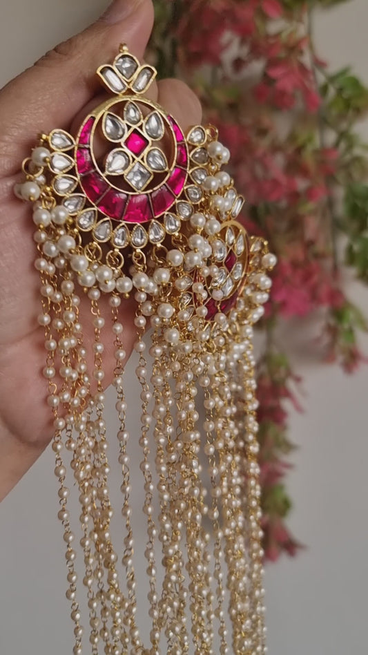 BARKHA SNOWFALL LONG RUBY EARRINGS FOR WOMEN